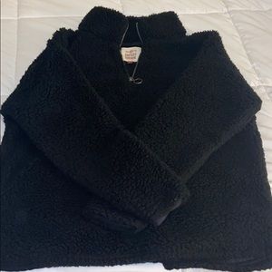 Black Sherpa 3/4 zip pullover